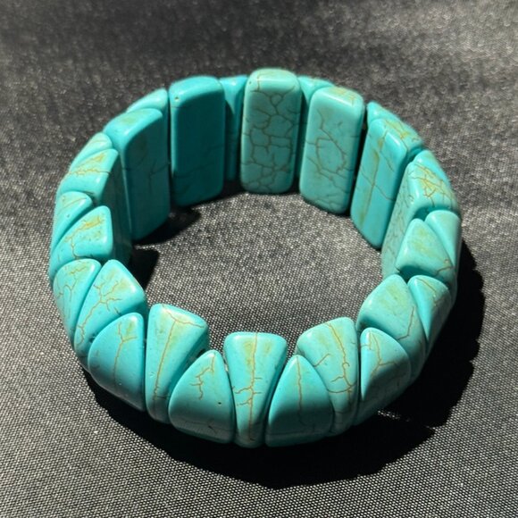 Natural Turquoise Stone Beaded Stretch Bracelet OS (WJW005) - Picture 3 of 3